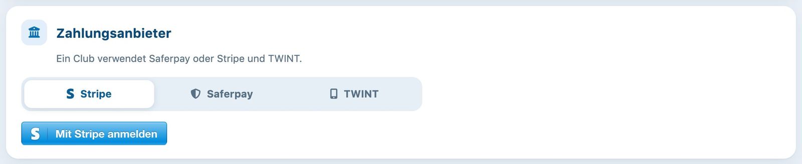 Registerkarte Stripe