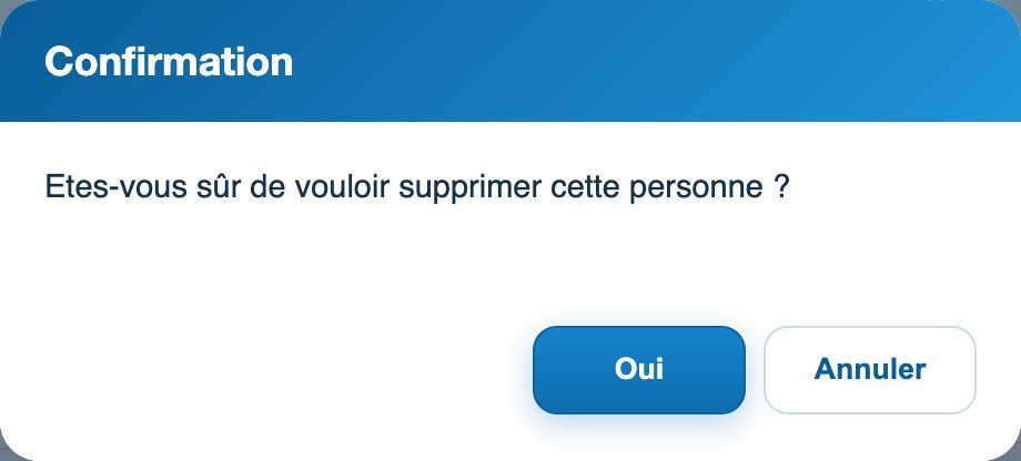 La confirmation avant de retirer une personne des membres