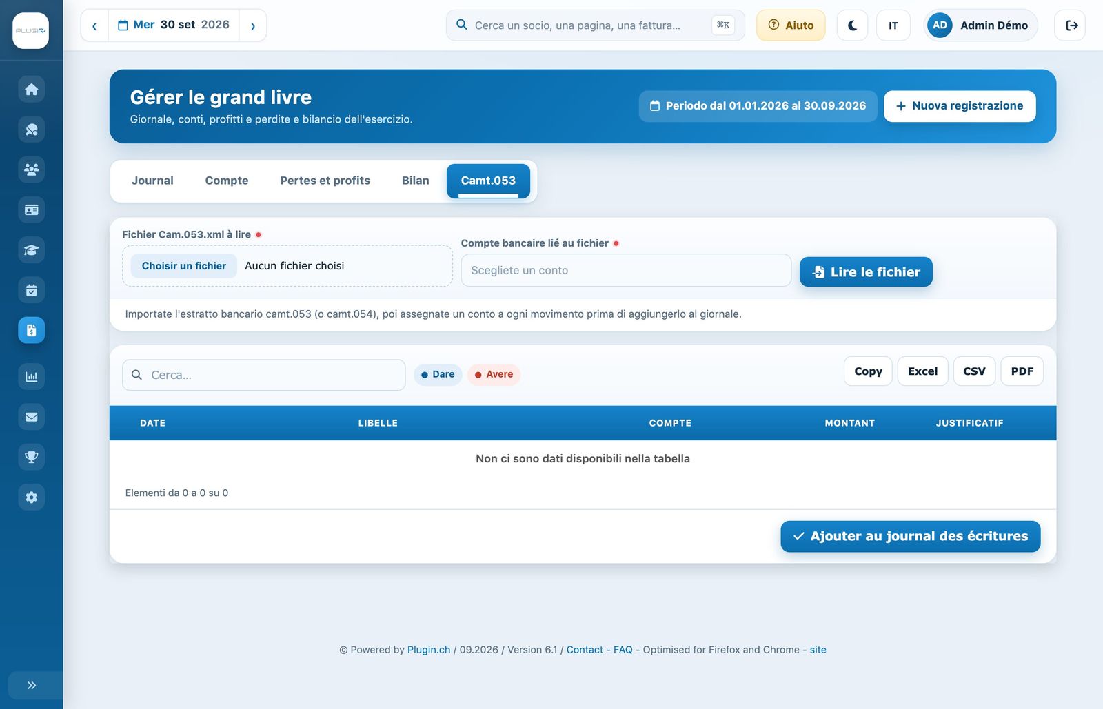 L'importazione di un estratto conto bancario camt.053