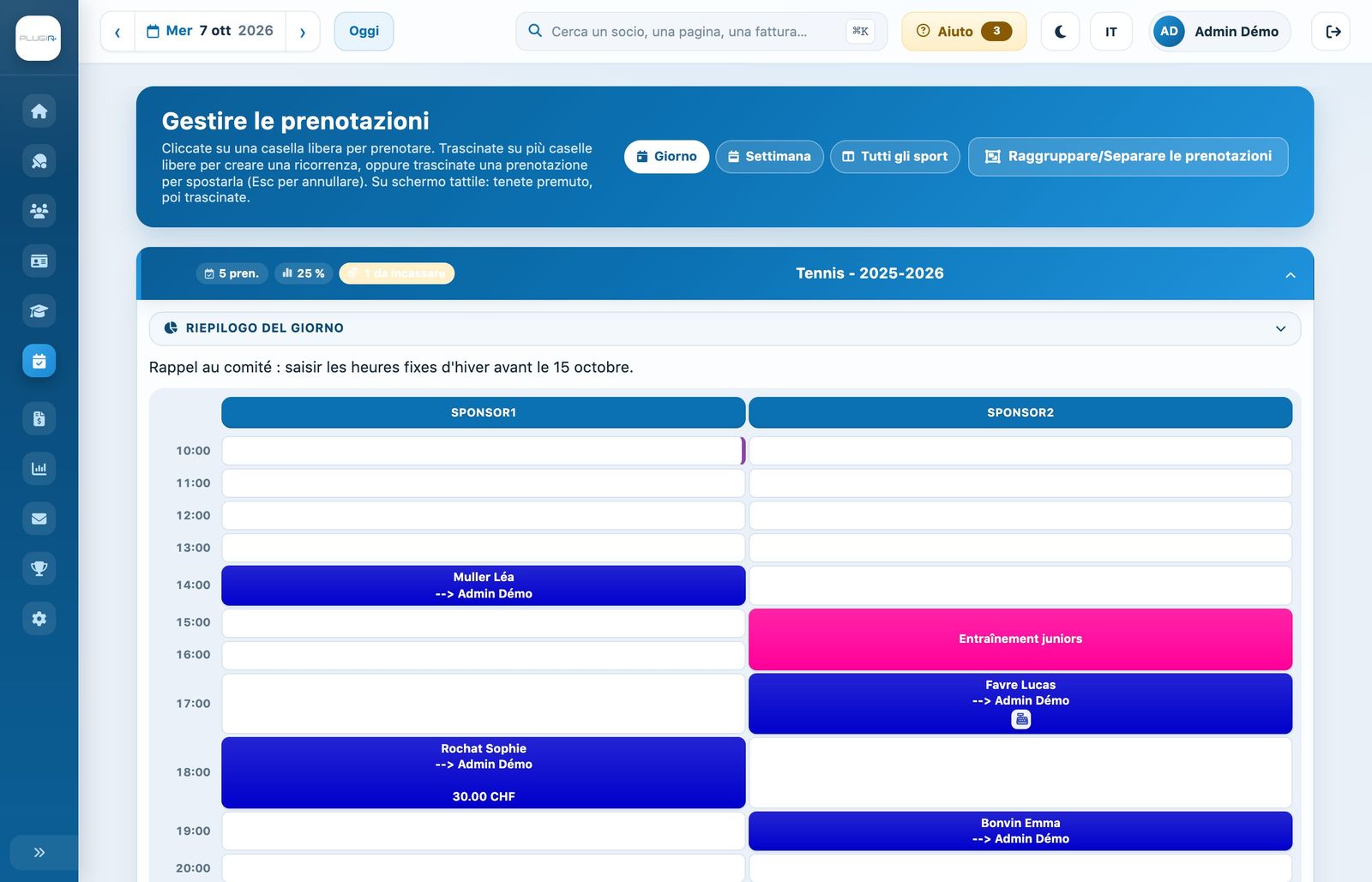 Planning del giorno nell'amministrazione